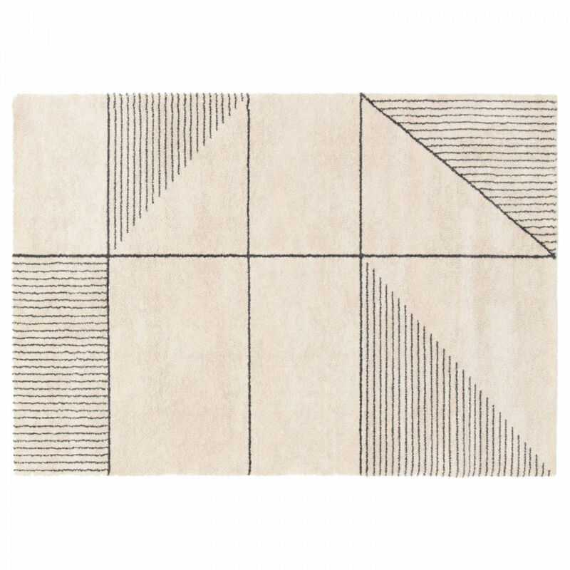 foto del prodotto tappeto rettangolare con motivo lineare a pelo corto beige 120 x 170cm