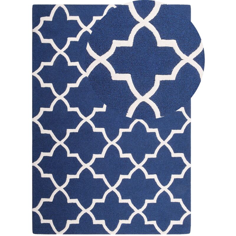 foto del prodotto tappeto rettangolare in cotone blu 140 x 200 cm silvan