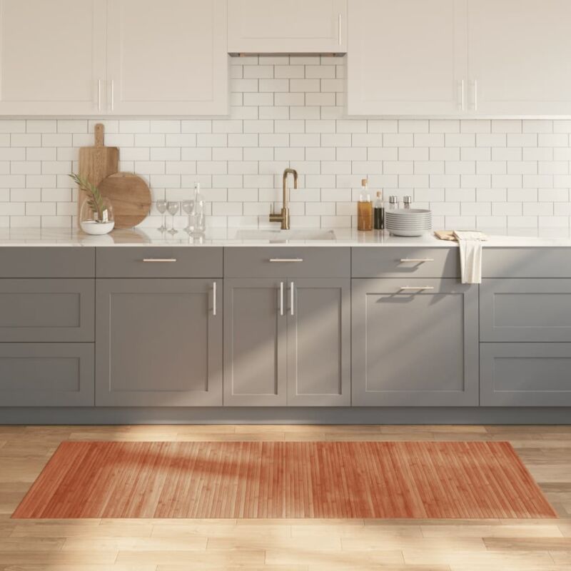 foto del prodotto tappeto rettangolare marrone 80x200 cm in bamb vidaxl