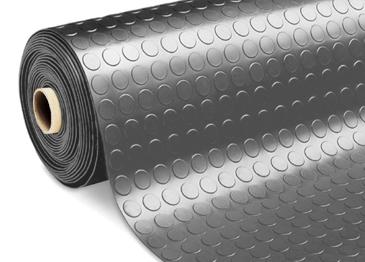 foto del prodotto tappeto rivestimento pavimento gommato pvc con bolle grigio scuro bollato 100x500 floor grigio scuro