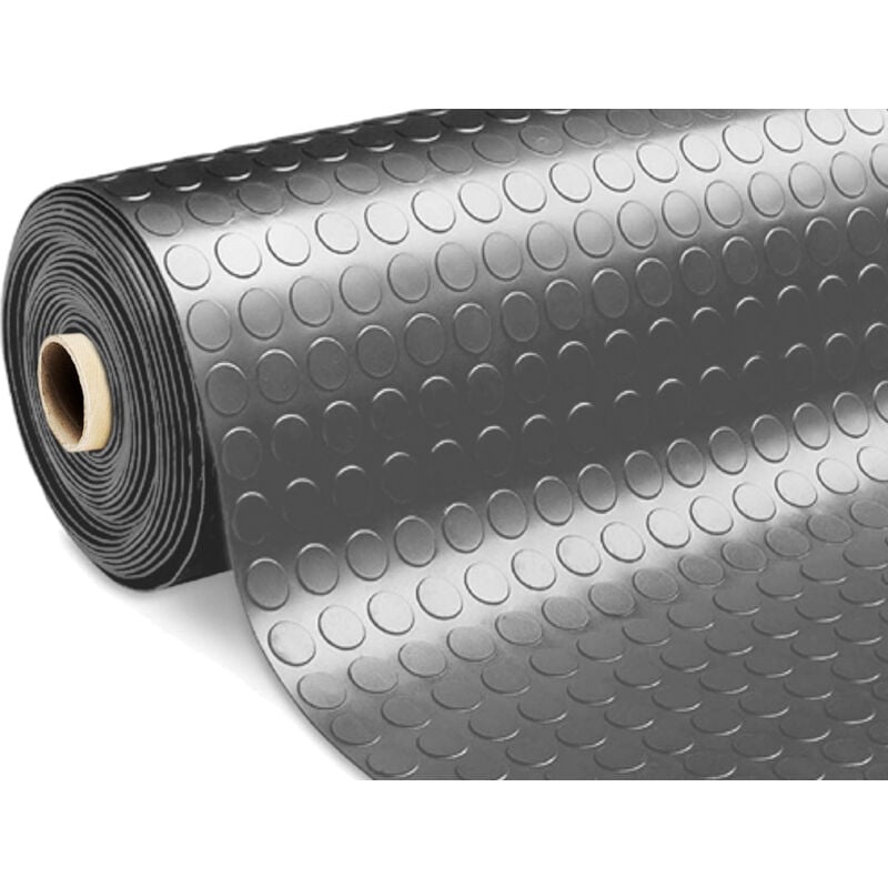 foto del prodotto tappeto rivestimento pavimento gommato pvc con bolle grigio scuro bollato, misura100x200colorefloor grigio scuro