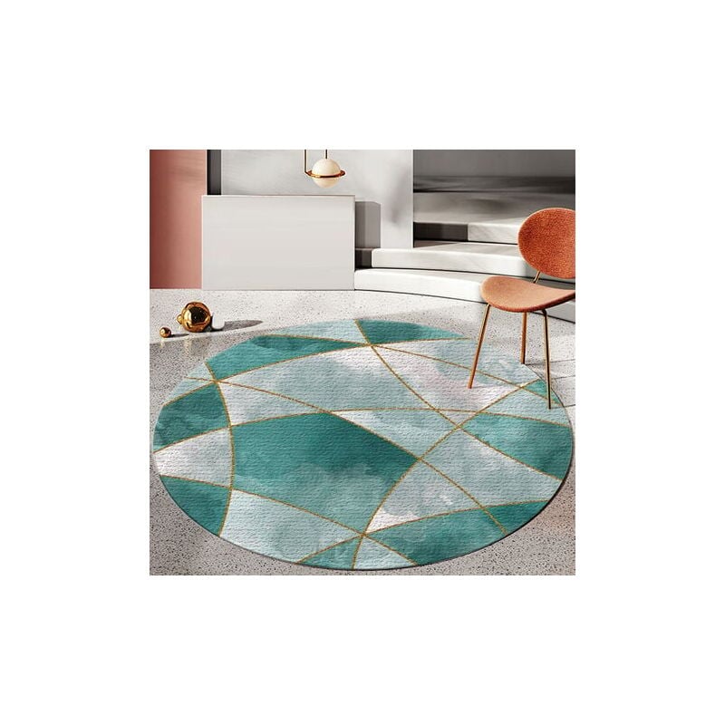 foto del prodotto tappeto rotondo lavabile in lavatrice, semplice stile geometrico, antiscivolo, assorbente, per ingresso, camera da letto, soggiorno verde sfumato,