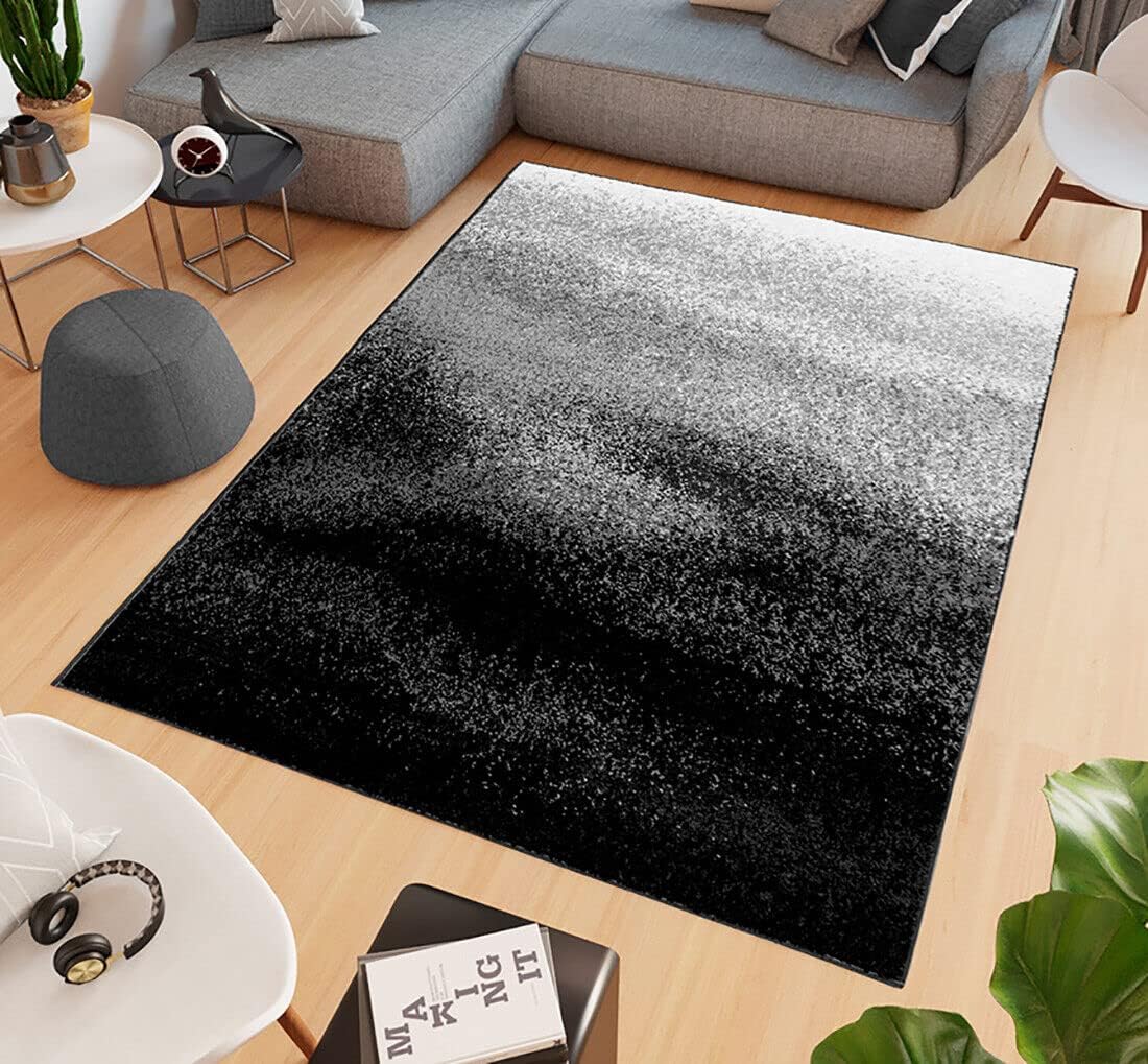 foto del prodotto tappeto salotto bagno 60x120 cm effetto sfumato arredo camera scendiletto pelo corto nero