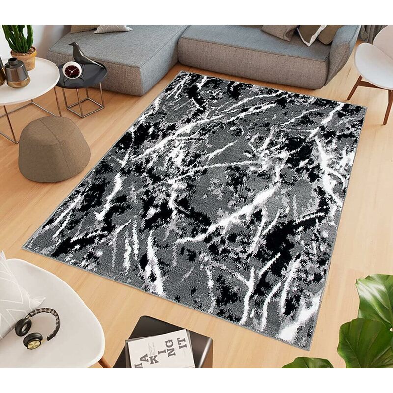 foto del prodotto tappeto salotto bagno effetto marmo arredo camera scendiletto pelo corto grigio 120x180 cm