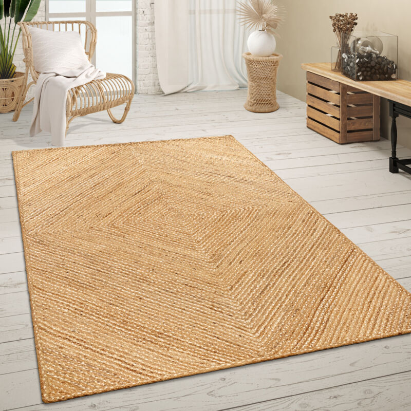 foto del prodotto tappeto salotto fibra naturale iuta fatto a mano motivo astratto moderno 120x170 cm, natura 5 paco home