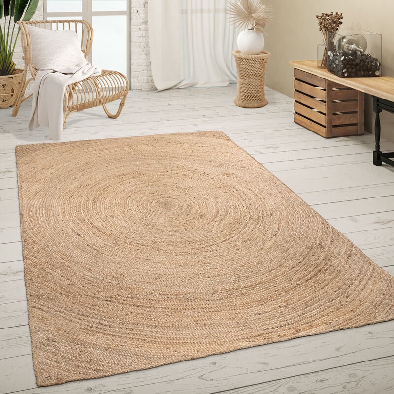 foto del prodotto tappeto salotto fibra naturale iuta fatto a mano motivo astratto moderno 120x170 cm, natura paco home