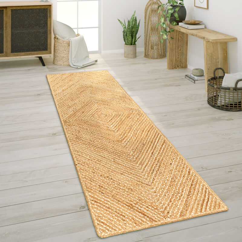 foto del prodotto tappeto salotto fibra naturale iuta fatto a mano motivo astratto moderno 60x100 cm, natura 5 paco home