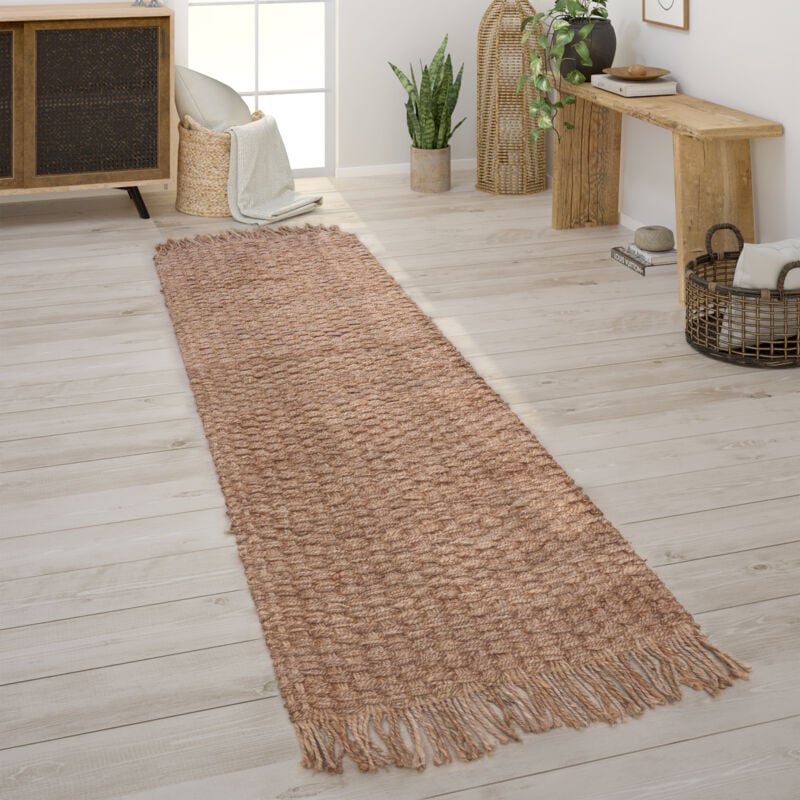 foto del prodotto tappeto salotto fibra naturale iuta fatto a mano motivo astratto moderno 80x150 cm, natura 3 paco home