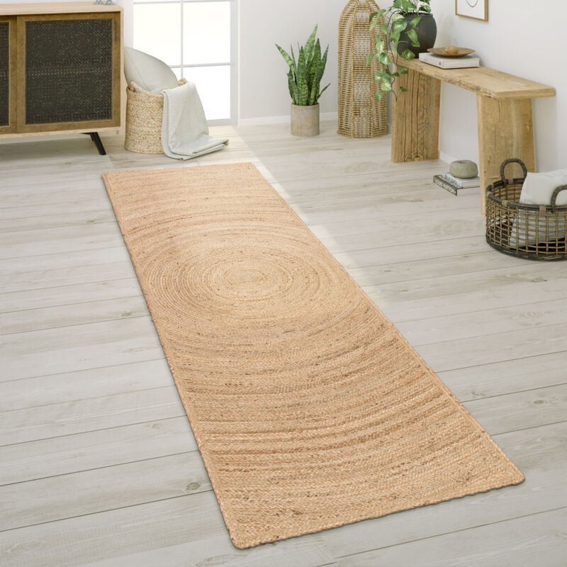 foto del prodotto tappeto salotto fibra naturale iuta fatto a mano motivo astratto moderno 80x150 cm, natura paco home