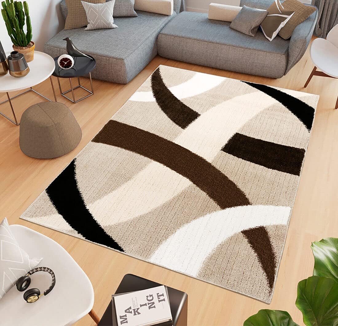 foto del prodotto tappeto salotto moderno 120x180 cm arredo sala camera letto scendiletto pelo corto beige