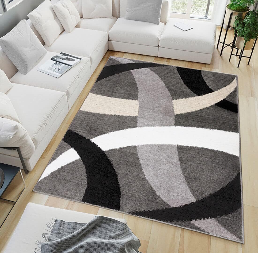 foto del prodotto tappeto salotto moderno 120x180 cm arredo sala camera letto scendiletto pelo corto grigio