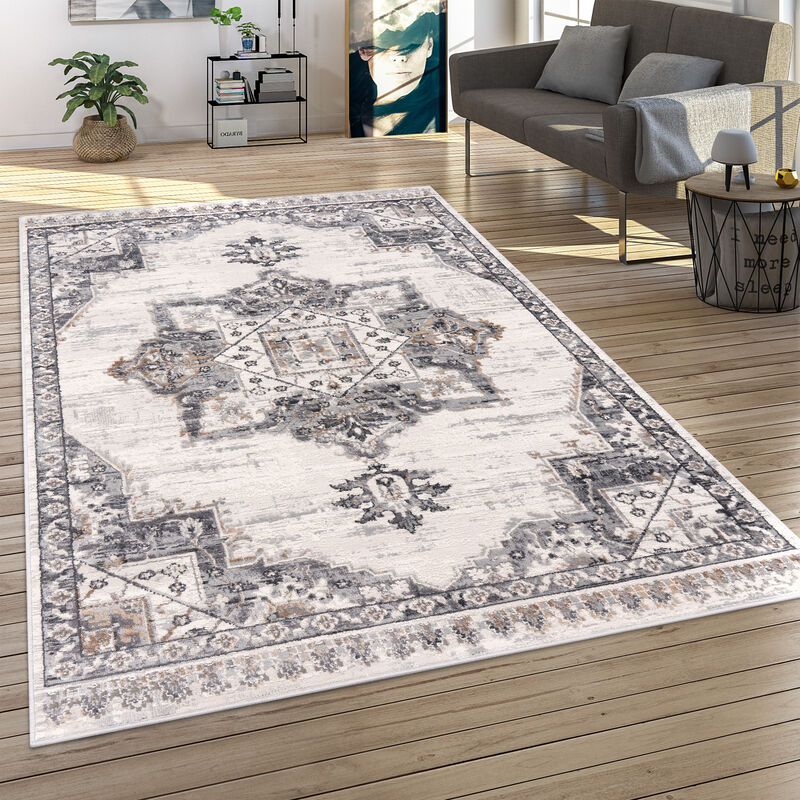 foto del prodotto tappeto salotto moderno pelo corto moderno motivo persiano motivo ornamenti bordura mandala 120x160 cm, grigio 8 paco home