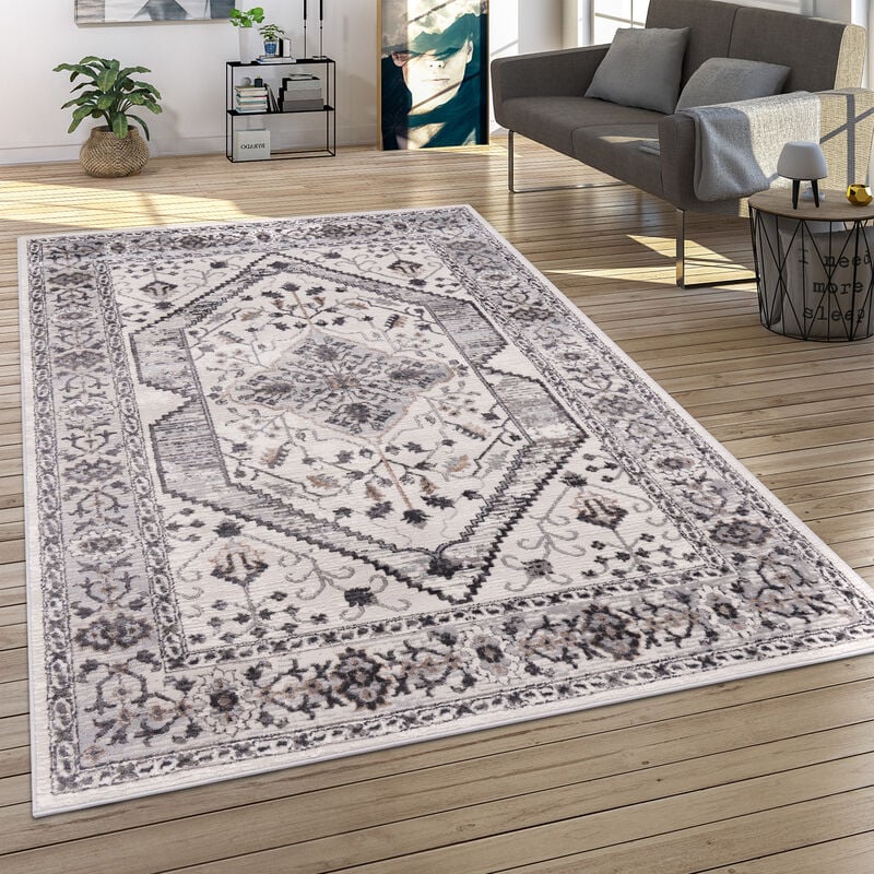 foto del prodotto tappeto salotto moderno pelo corto moderno motivo persiano motivo ornamenti bordura mandala 60x100 cm, grigio 4 paco home