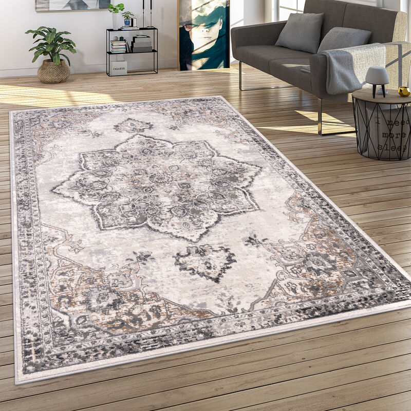 foto del prodotto tappeto salotto moderno pelo corto moderno motivo persiano motivo ornamenti bordura mandala 80x150 cm, grigio 7 paco home