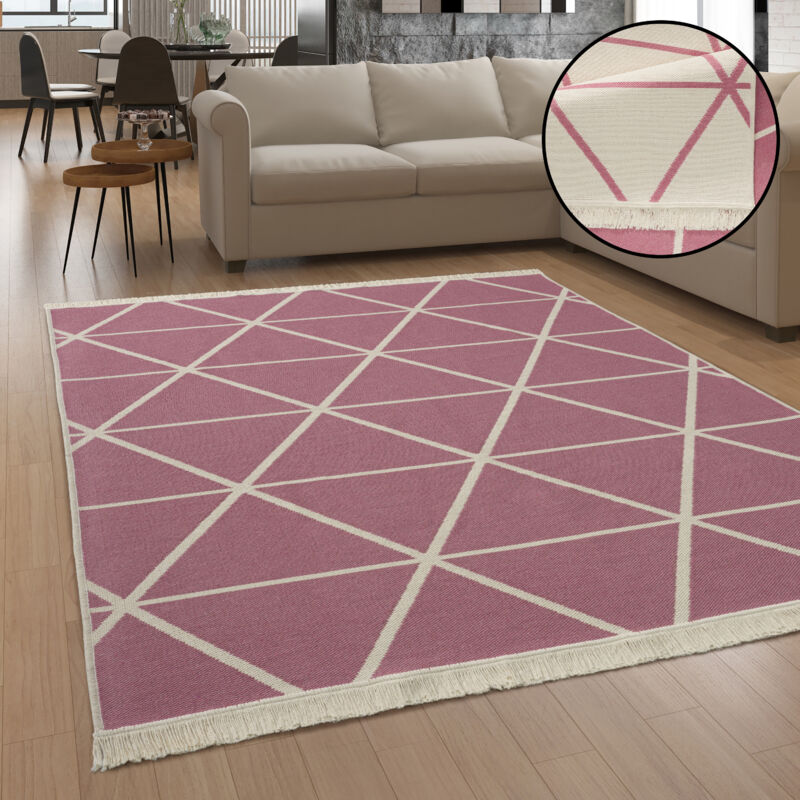 foto del prodotto tappeto salotto moderno soggiorno lavabile in lavatrice motivo scandinavo boho 120x160 cm, pink 2 paco home