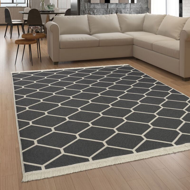 foto del prodotto tappeto salotto moderno soggiorno lavabile in lavatrice motivo scandinavo boho 60x180 cm, antracite 5 paco home
