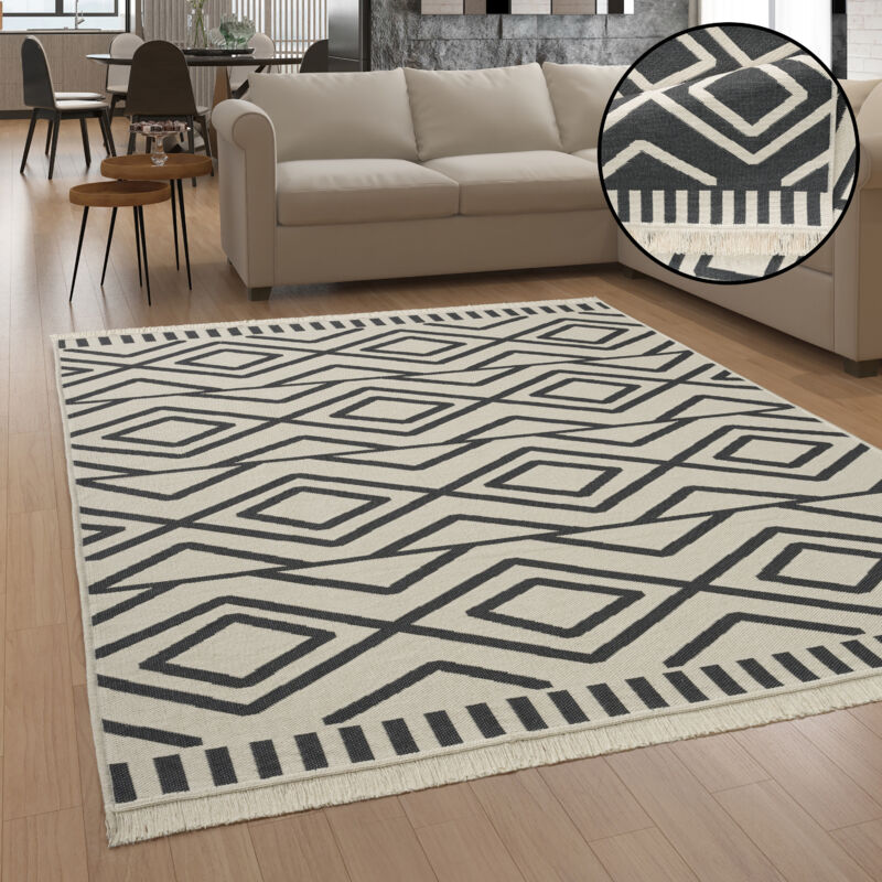 foto del prodotto tappeto salotto moderno soggiorno lavabile in lavatrice motivo scandinavo boho 80x150 cm, antracite 2 paco home