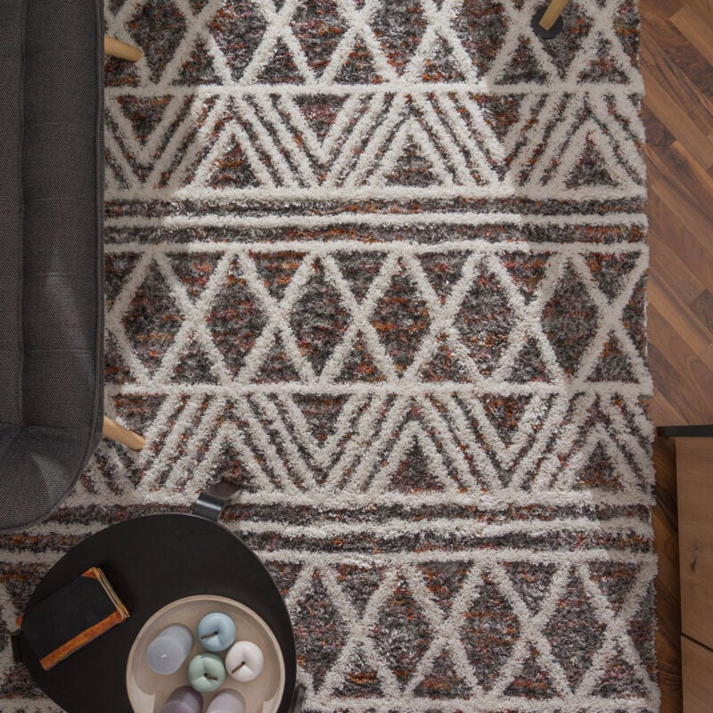 foto del prodotto tappeto salotto moderno soggiorno pelo lungo moderno boho scandinavo frange 60x100 cm, multicolore 3 paco home