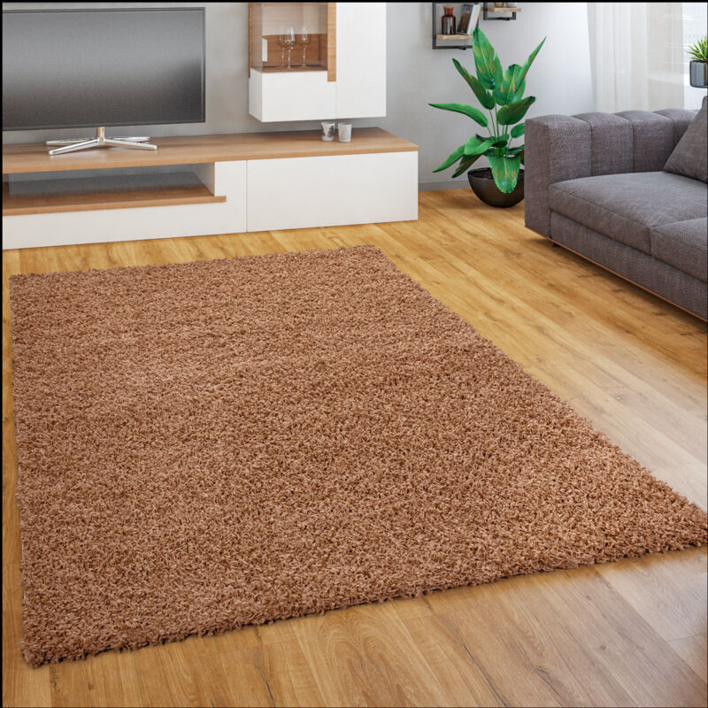foto del prodotto tappeto salotto moderno soggiorno pelo lungo peloso monocolore moderno morbido 70x250 cm, terracotta paco home