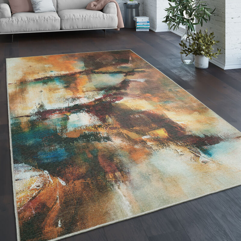 foto del prodotto tappeto salotto moderno soggiorno tessuto liscio moderno astratto vintage lavabile 160x220 cm, multicolore paco home