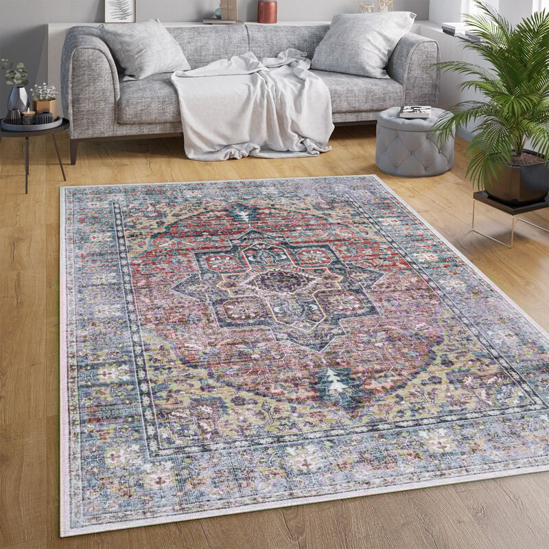foto del prodotto tappeto salotto moderno soggiorno tessuto liscio moderno persiano motivo lavabile 140x200 cm, multicolore 2 paco home