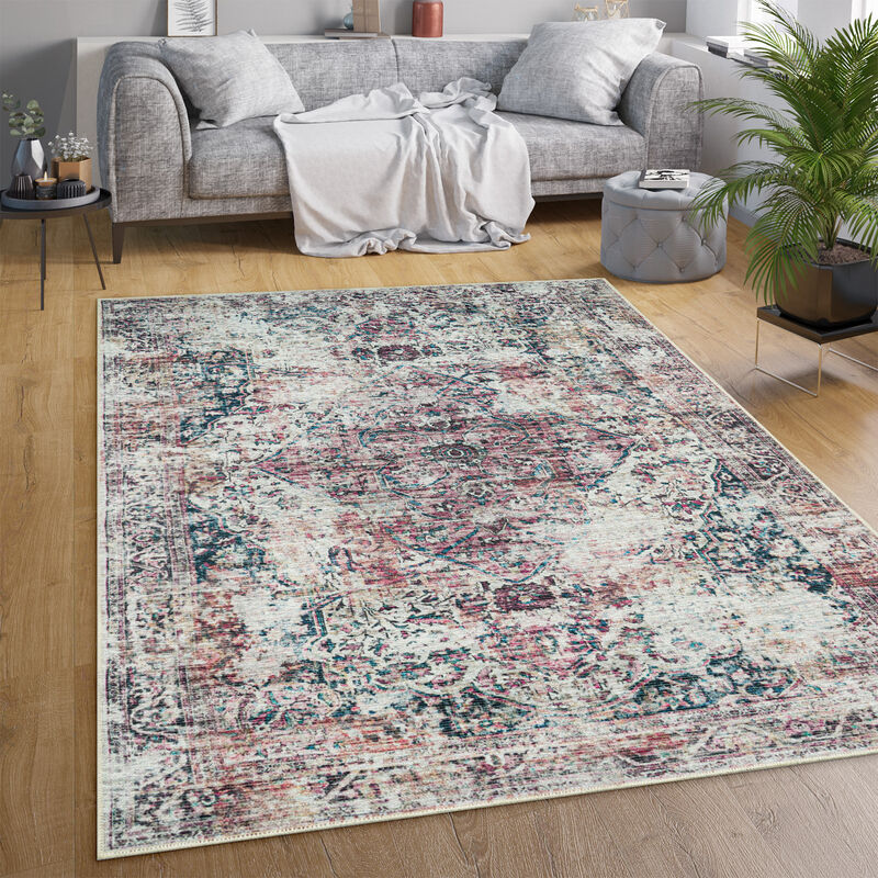 foto del prodotto tappeto salotto moderno soggiorno tessuto liscio moderno persiano motivo lavabile 140x200 cm, multicolore paco home
