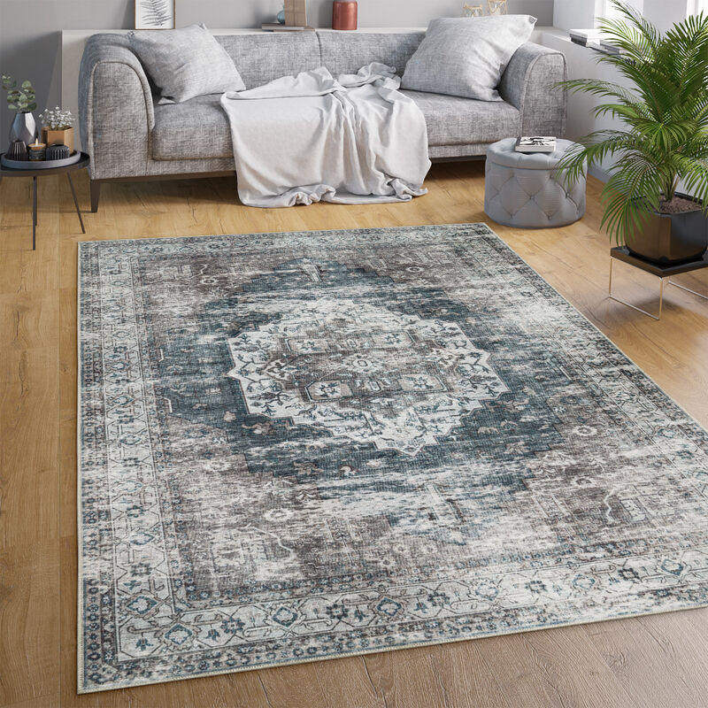 foto del prodotto tappeto salotto moderno soggiorno tessuto liscio moderno persiano motivo lavabile 160x220 cm, grigio paco home
