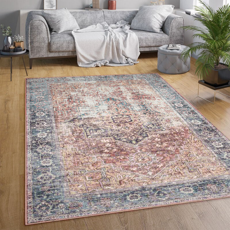 foto del prodotto tappeto salotto moderno soggiorno tessuto liscio moderno persiano motivo lavabile 80x150 cm, multicolore 3 paco home