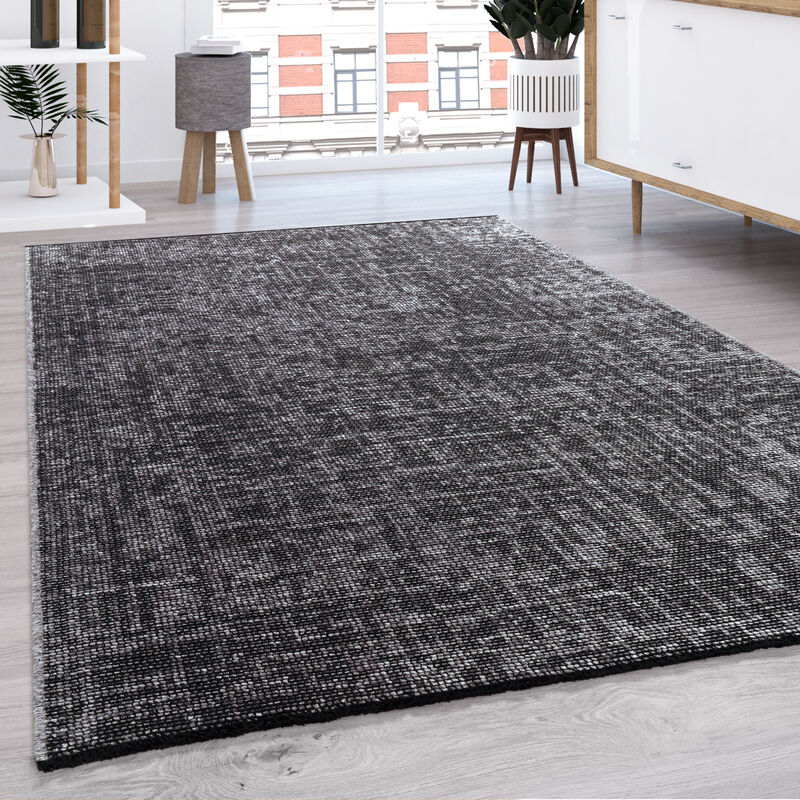 foto del prodotto tappeto salotto moderno tessuto liscio moderno monocolore pastello con frange 60x100 cm, grigio paco home