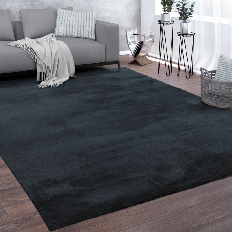 foto del prodotto tappeto salotto pelo corto lavabile monocolore moderno morbido navy blu 200x280 cm paco home
