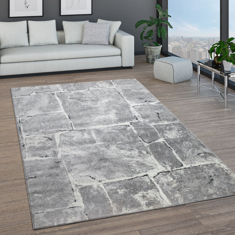foto del prodotto tappeto salotto pelo corto motivo marocchino cerchi e bordature moderno 80x150 cm, grigio 6 paco home