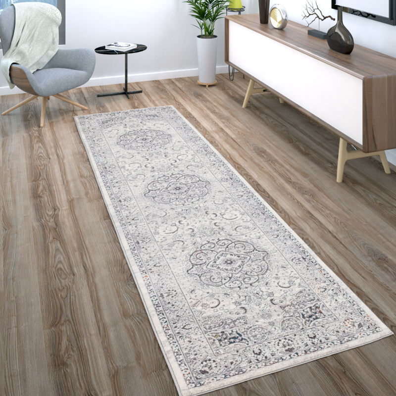 foto del prodotto tappeto salotto pelo corto, motivo orientale con bordure moderno, beige e grigio 80x150 cm paco home