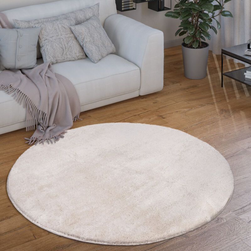 foto del prodotto tappeto salotto pelo corto rotondo moderno morbido lavabile monocolore 200 cm tondo, crema paco home