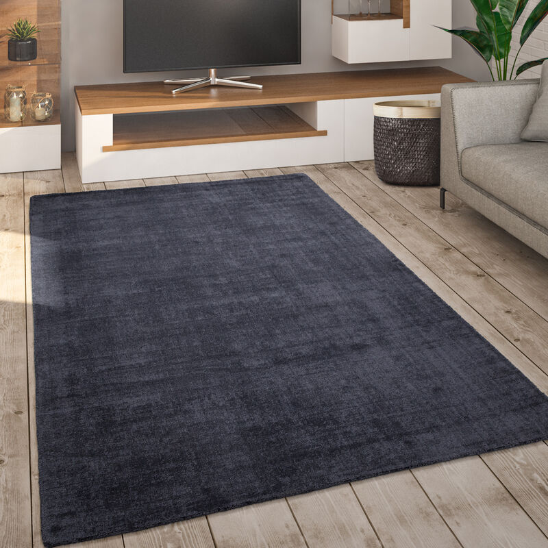 foto del prodotto tappeto salotto pelo corto tessuto a mano moderno monocolore morbido 120x170 cm, antracite - paco home