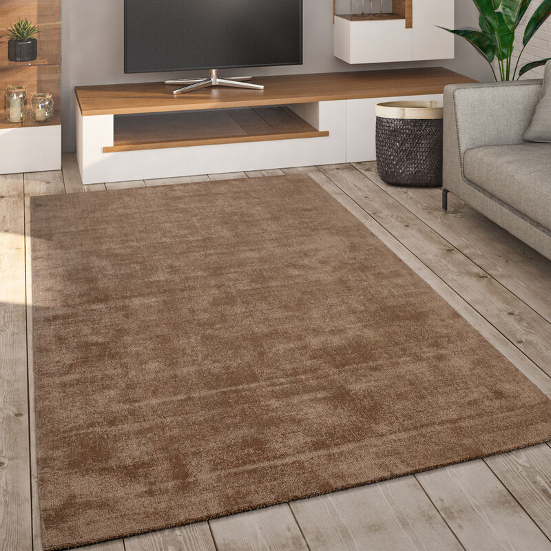 foto del prodotto tappeto salotto pelo corto tessuto a mano moderno monocolore morbido 80x150 cm, beige paco home
