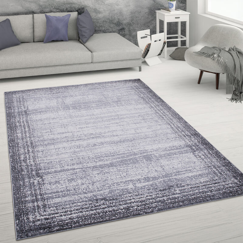foto del prodotto tappeto salotto pelo corto used look astratto stile vintage moderno grigio, 120x160 cm paco home