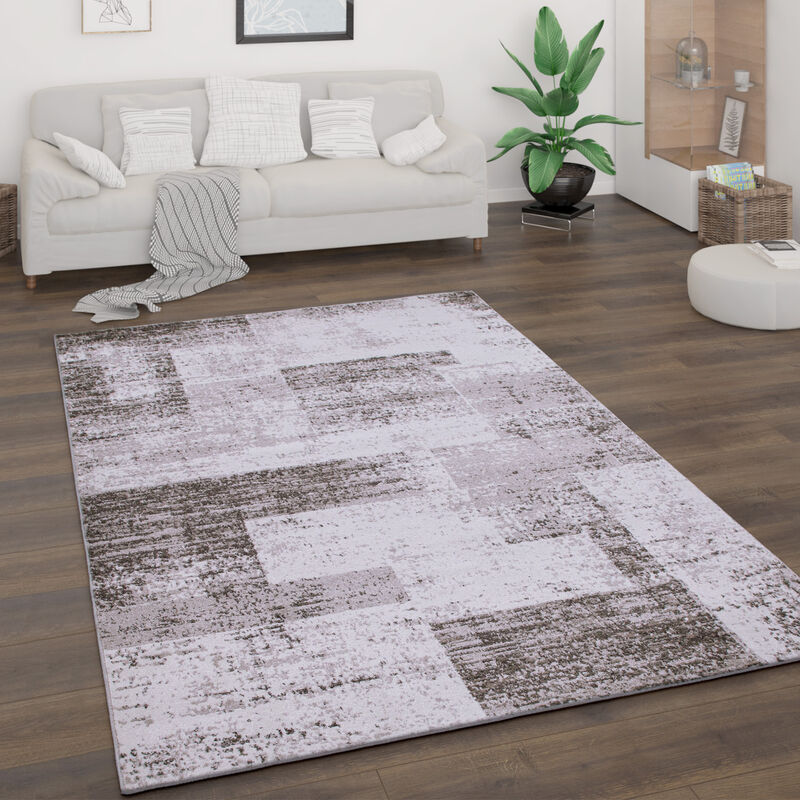 foto del prodotto tappeto salotto pelo corto vintage astratto moderno geometrico motivo diamante 120x160 cm, beige 2 paco home