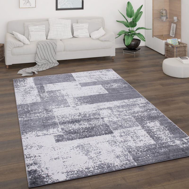 foto del prodotto tappeto salotto pelo corto vintage astratto moderno geometrico motivo diamante 160x220 cm, grigio 2 paco home