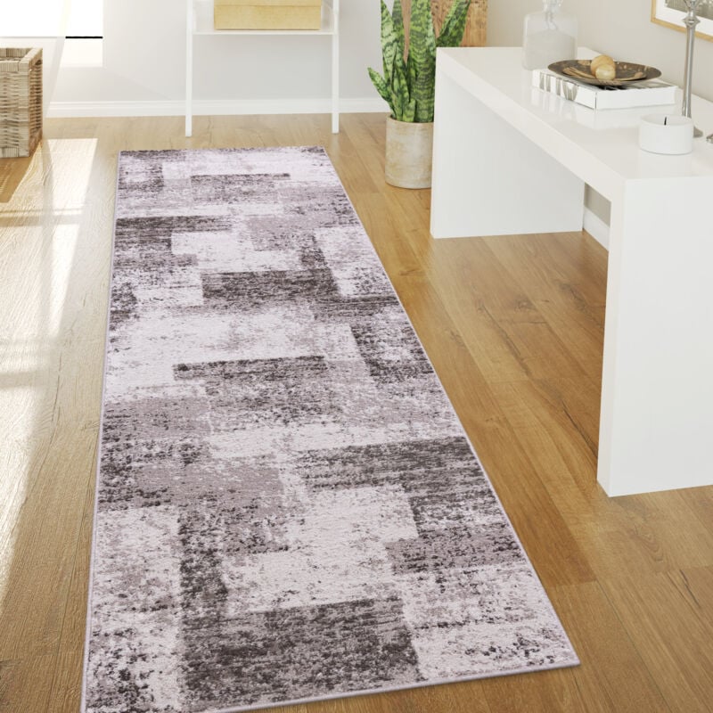foto del prodotto tappeto salotto pelo corto vintage astratto moderno geometrico motivo diamante 60x100 cm, beige 2 paco home