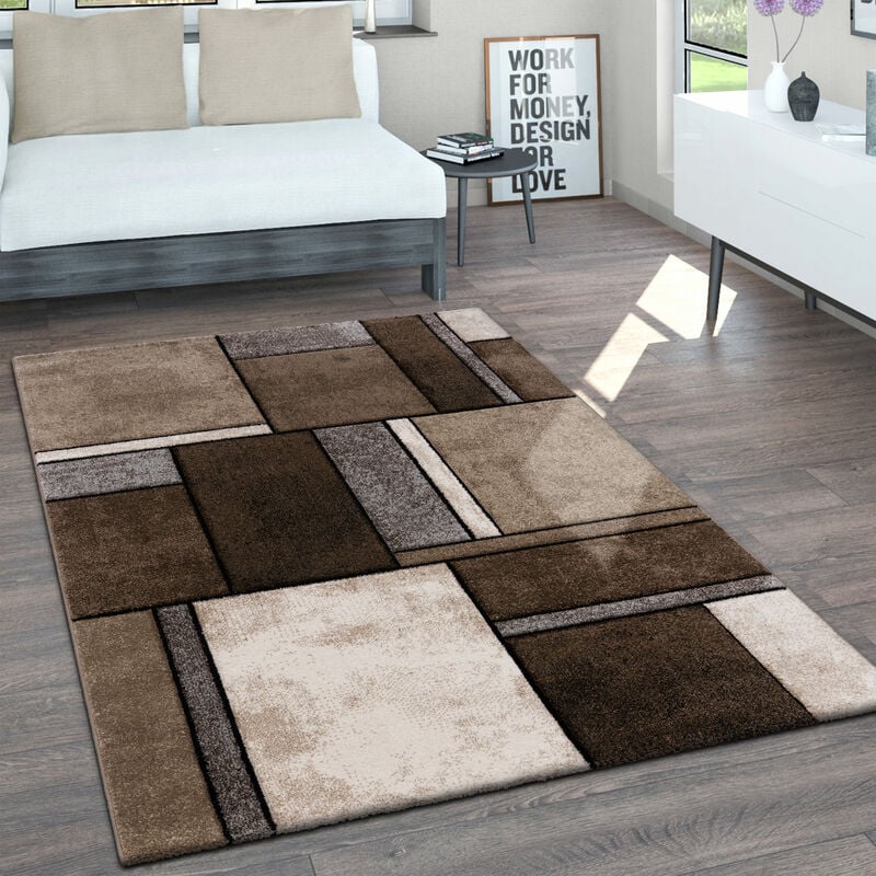 foto del prodotto tappeto salotto pelo corto vintage contorni rifilati a mano effetto 3d m lange 80x300 cm, marrone paco home