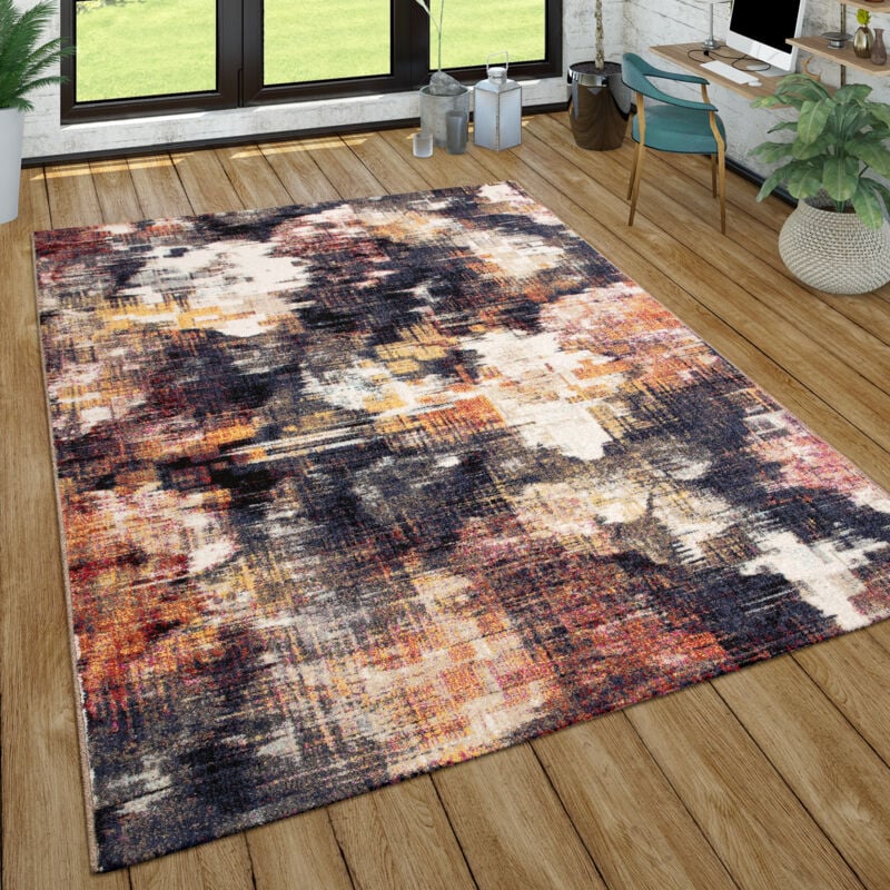 foto del prodotto tappeto salotto pelo corto vintage moderno motivo astratto crema lilla arancione 60x100 cm paco home