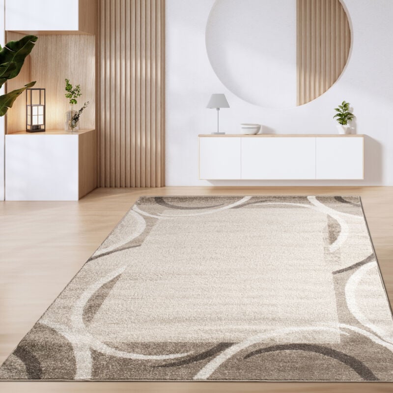foto del prodotto tappeto salotto pelo corto vintage motivo moderno geometrico marrone beige 80x150 cm, marrone 6 paco home