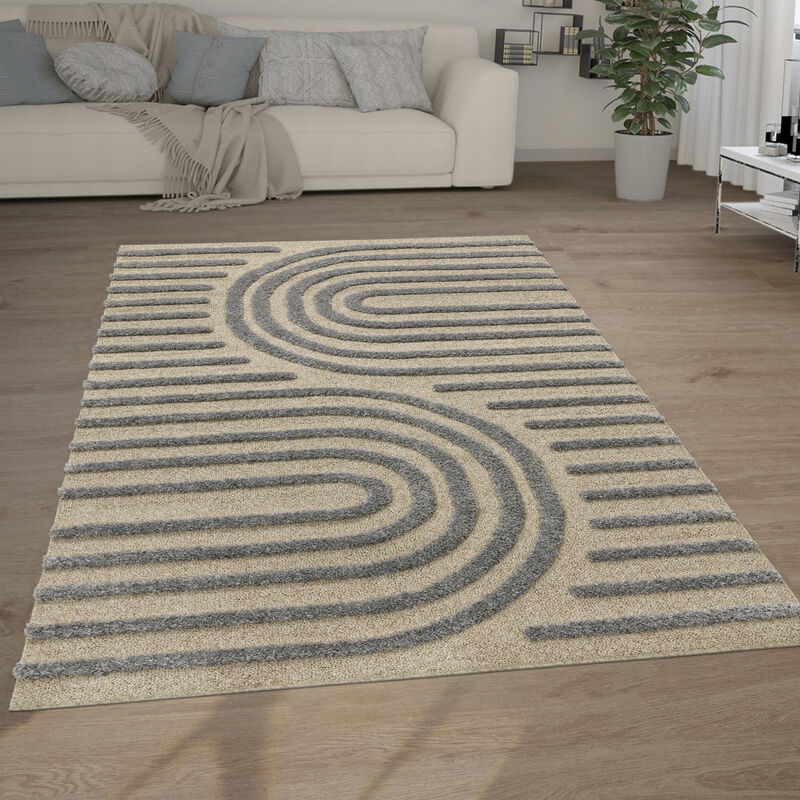 foto del prodotto tappeto salotto pelo lungo shaggy effetto 3d etnico boho vintage morbido 200x280 cm, grigio 4 paco home