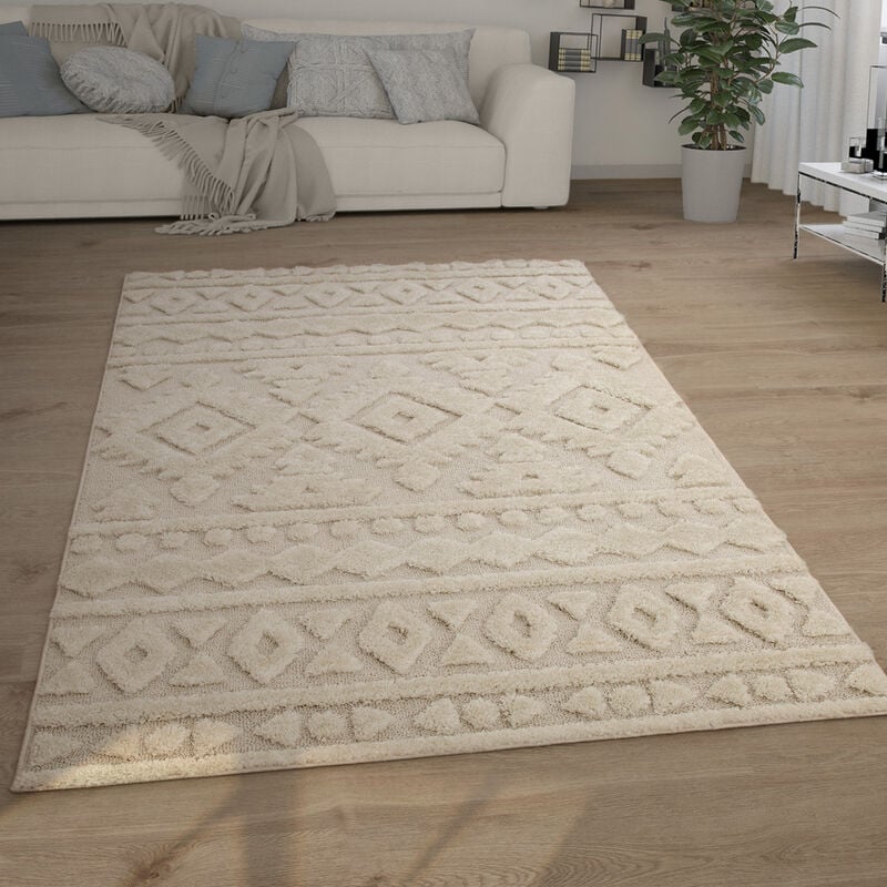foto del prodotto tappeto salotto pelo lungo shaggy effetto 3d etnico boho vintage morbido 60x100 cm, crema 6 paco home