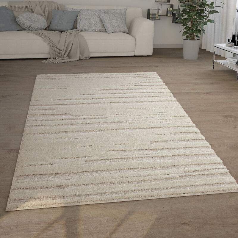 foto del prodotto tappeto salotto pelo lungo shaggy effetto 3d etnico boho vintage morbido 80x150 cm, crema 2 paco home