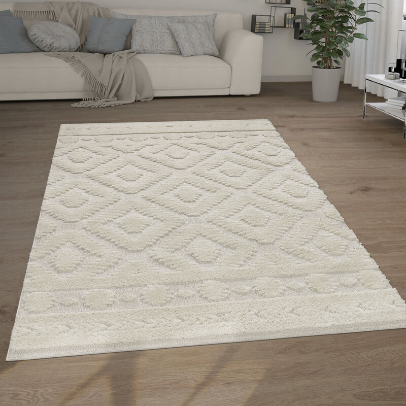 foto del prodotto tappeto salotto pelo lungo shaggy effetto 3d etnico boho vintage morbido 80x150 cm, crema 8 paco home