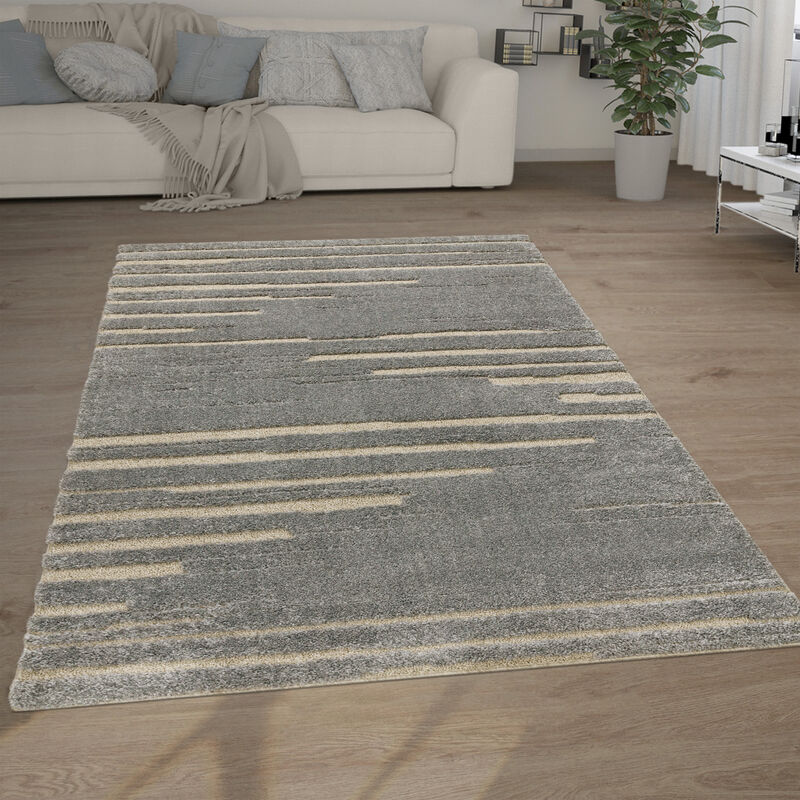 foto del prodotto tappeto salotto pelo lungo shaggy effetto 3d etnico boho vintage morbido grigio, 120x160 cm paco home