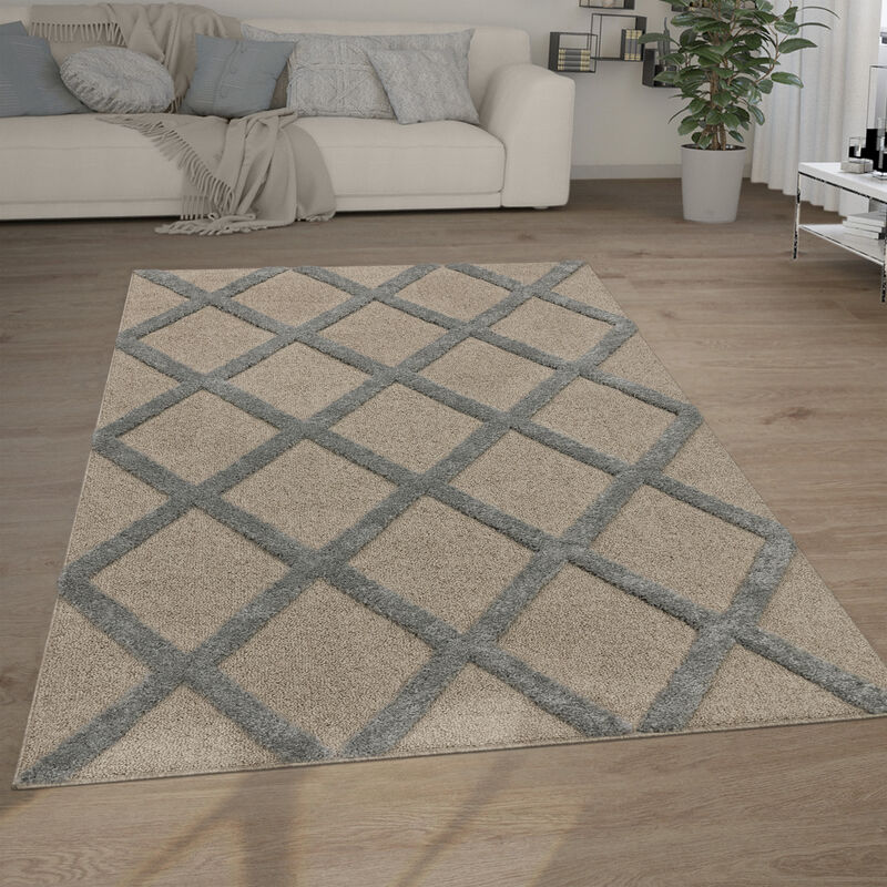 foto del prodotto tappeto salotto pelo lungo shaggy effetto 3d etnico boho vintage morbido grigio 2, 230x330 cm de paco home