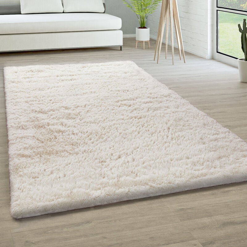 foto del prodotto tappeto salotto pelo lungo soggiorno pelliccia finta shaggy morbido monocolore 120x170 cm, avorio crema paco home