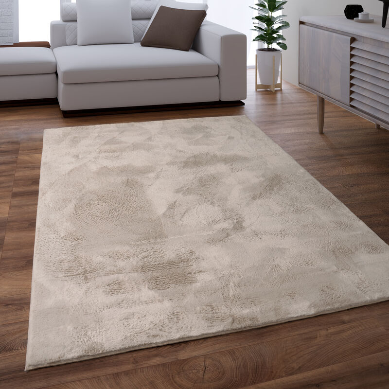 foto del prodotto tappeto salotto soggiorno pelo lungo lavabile in lavatrice morbido peloso beige 80x150 cm paco home